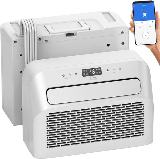Klimaanlage Sichler Haushaltsgeräte, Wohnwagen: Mobile Split, 5.000 BTU, Entfeuchterfunktion, WLAN & App, Mini Split, ohne Bohren, PCs