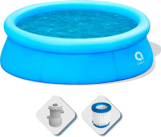 Pool AVENLI Runder oberirdischer, Maße 420 x 84 cm, mit selbsttragendem aufblasbarem Ring, mit Filterpumpe, Blau