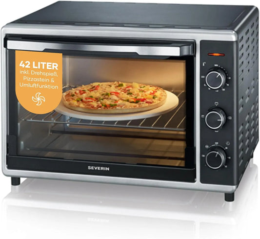 Severin Backofen TO 2058, Back- und Toastofen mit Umluftfunktion, vielseitiger Heißluftofen mit 42 L Kapazität, Leistung 1.800 W, Backblech