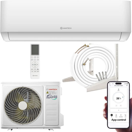 Klimaanlage Split, bis 35m², Luftfilter, Montagematerial weiß, 9000 BTU, HANTECH H-PRO Heiz-&Kühlfunktion, WIFI