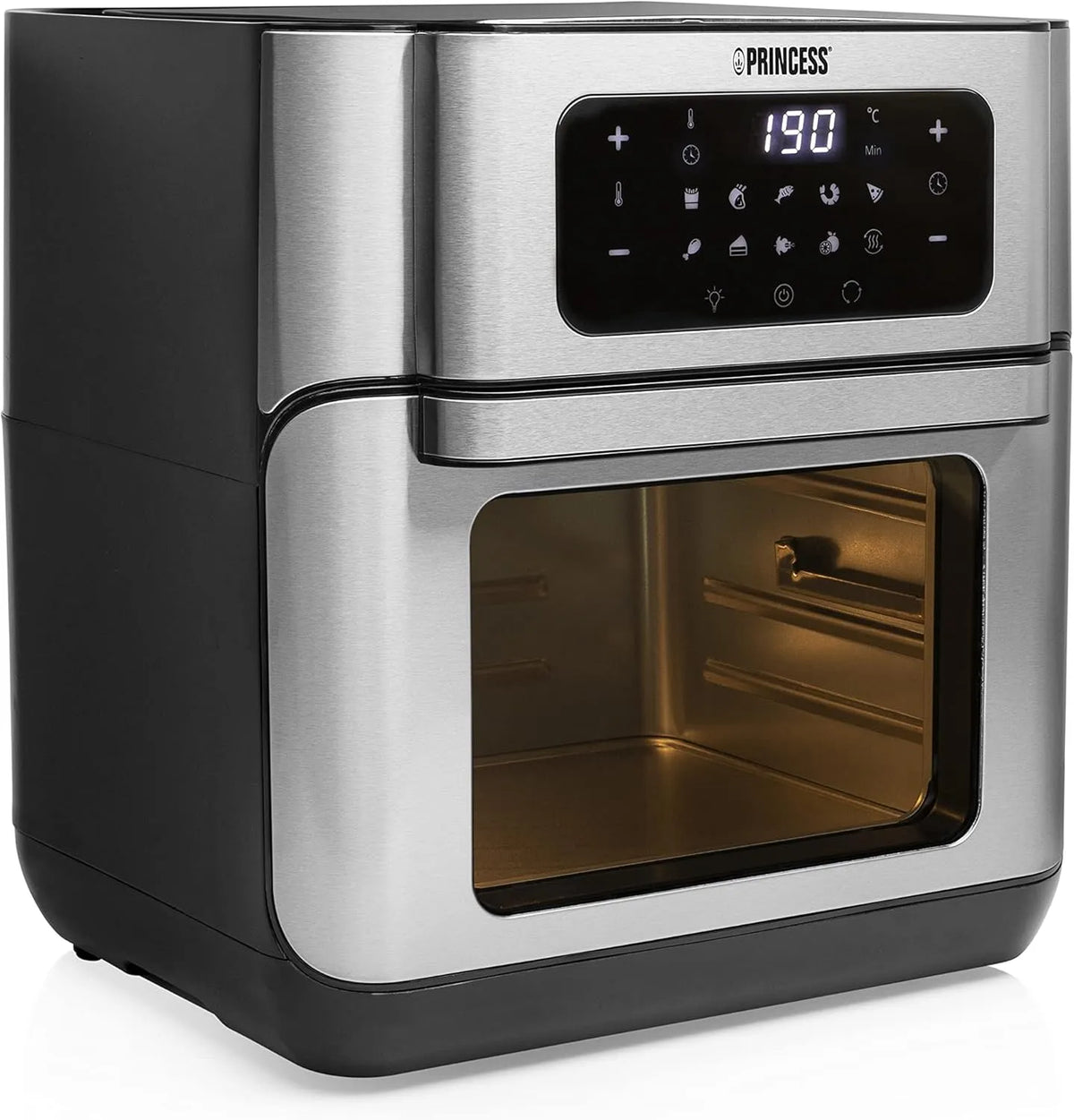 Princess Heißluftfritteuse 182065, Leistung 1500 W, Airfryer Umluftofen, Edelstahl, Ofen 10 L mit Drehkorb, 10 Betriebsprogramme