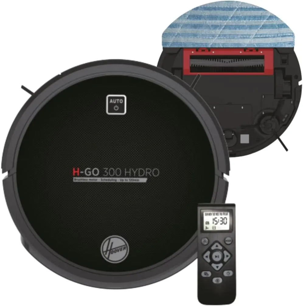 Hoover Saugroboter H-GO 300, Roboter Staubsauger mit 5 Programmen, 120 Min. Laufzeit, Hydro, mit Wischfunktion für alle Böden & Teppich