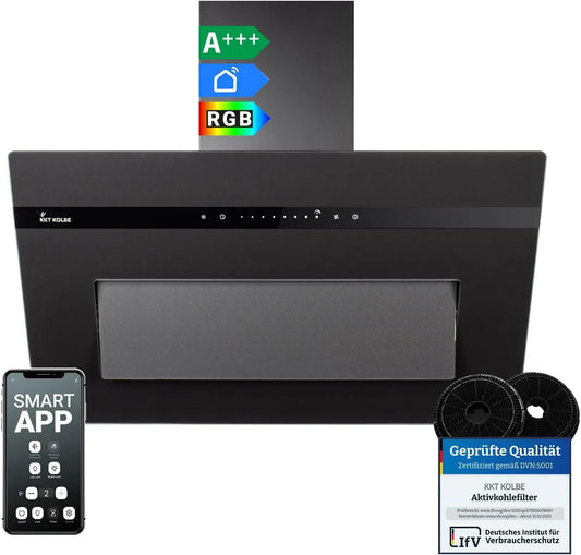 Dunstabzugshaube PLOOM8005S KKT KOLBE A+++, Smart WiFi App WLAN, Nachlaufautomatik, RGBW LED-Beleuchtung, 80 cm 782 cbm, SensorTouch