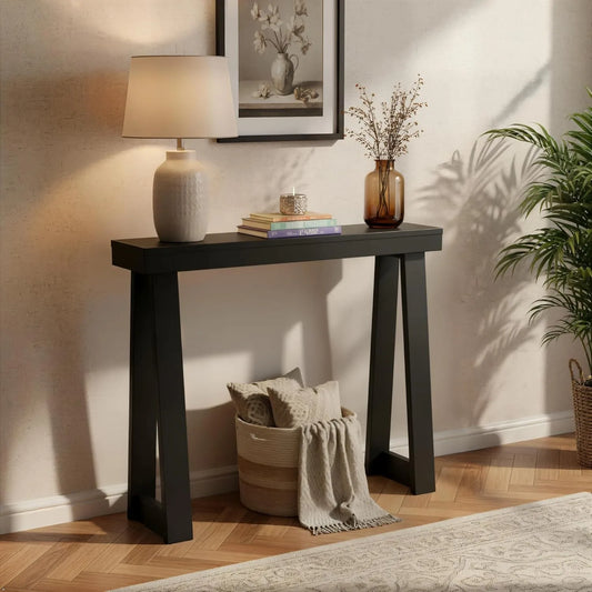 Plank+Beam, Breite 91,4 cm, Konsolentisch, Kiefer, in Schwarz