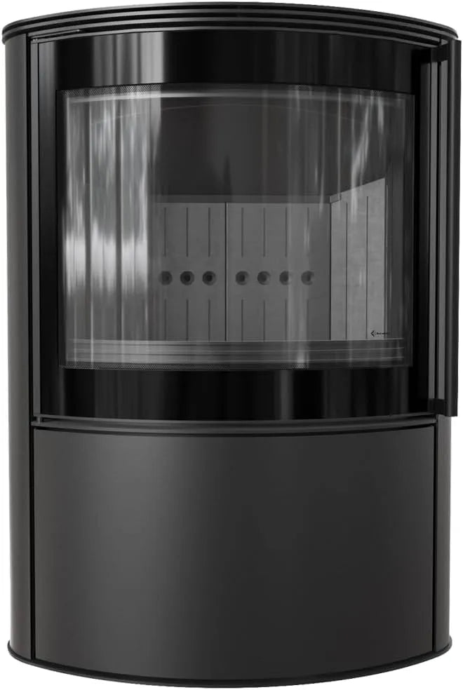 Kaminofen Kratki, Ökodesign & BImSchV 2, Termotec Brennkammer, Externe Luftzufuhr, Bjorn 10 kW Ø150 mm in Schwarz in freistehender Ausführung