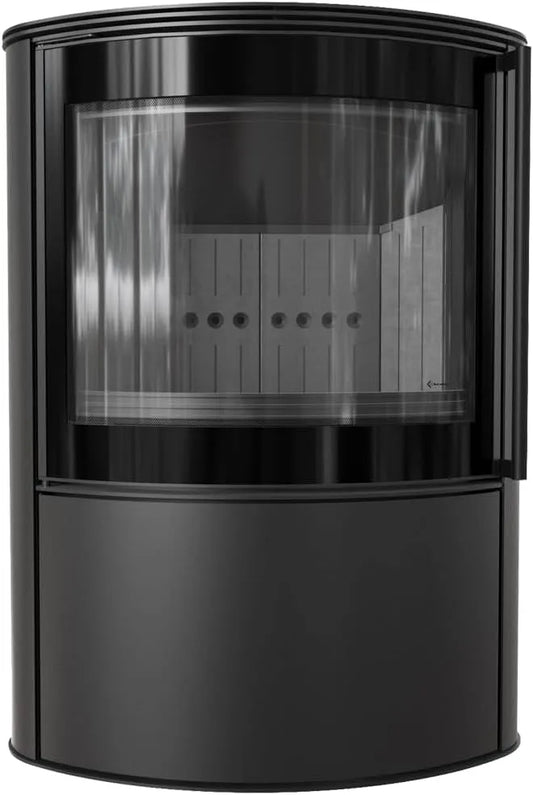 Kaminofen Kratki, Ökodesign & BImSchV 2, Termotec Brennkammer, Externe Luftzufuhr, Bjorn 10 kW Ø150 mm in Schwarz in freistehender Ausführung