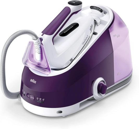 Braun Modell IS5247VI 2-L-Tank, Leistung 2400 W, iCare-Modus, schnelles Aufheizen, abnehmbarer, 145 g, min Dampf, vertikales Bügeln, Violett