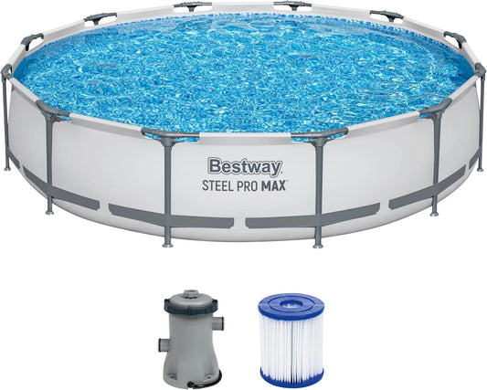 Bestway Pool, mit Filterpumpe 366 x 76 cm, Steel Pro Max Frame -Set, rund