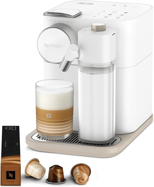 Nespresso De'Longhi Modell EN640.W, Gran Lattissima Kaffeekapselmaschine mit automatischem Milchsystem,19 Bar Druck, Leistung 1400W, Weiß