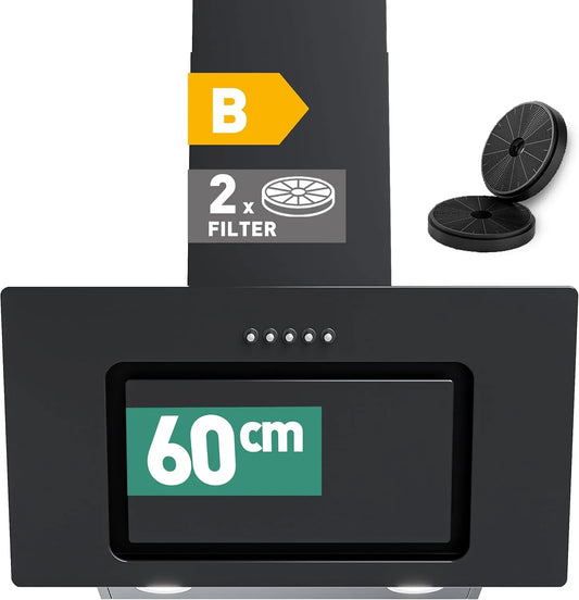 Dunstabzugshaube HEINRICHS, 60cm Abluft, 69W Leistung, h Saugkraft, mit LED Beleuchtung, in Schwarz, 300m³/h, 3 Geschwindigkeitsstufen, Umluft