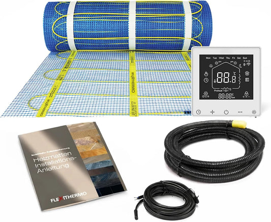 Elektrische Fußbodenheizung Komplett-Set I Heizleistung Flexithermo Standart, 16,0m x 0,5m, 8m², mit Wochenprogramm