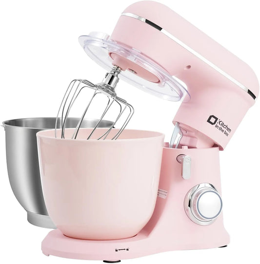 Küchenmaschine 10+P, Kitchen in the box, Fassungsvermögen 4,5 L & 5 L Knetmaschine, Leistung 1300 W, Rührhaken und Schneebesen, Rosa