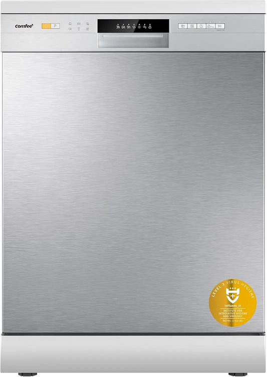 Comfee Geschirrspüler CDWPF1201PS, 49 dB, ' in freistehender Ausführung, Startzeitvorwahl, Edelstahl, Breite 60 cm, 12 Gedecke, Halblast-Funktion