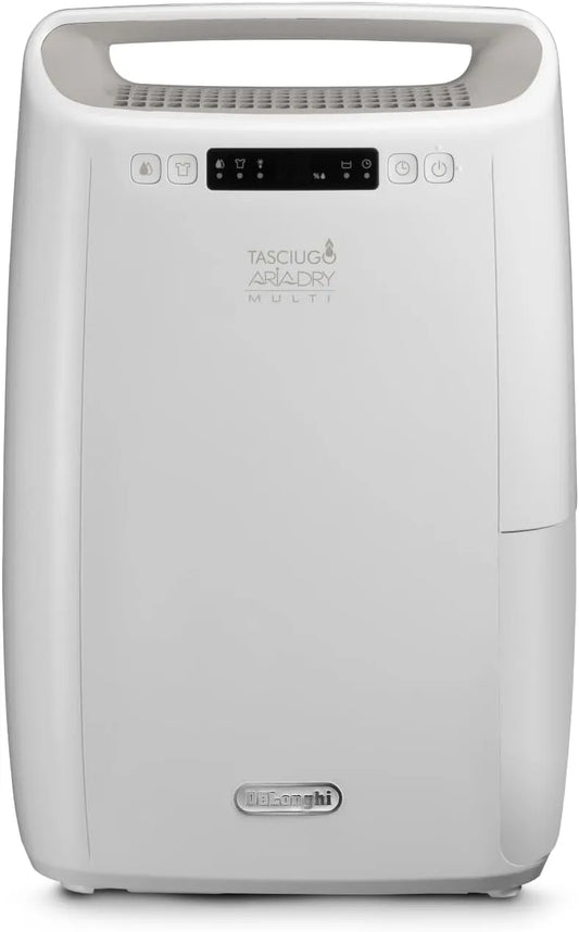 De'Longhi Luftentfeuchter 3-fach-Filtersystem DEXD214RF, 14L/Tag, Fassungsvermögen 14L, Tasciugo AriaDry Multi, Wäschetrockner, Tragbarer mit, Weiß