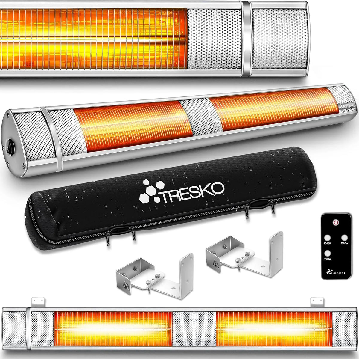Heizstrahler Leistung 3000W inklusive Fernbedienung TRESKO Infrarot, Terrassenstrahler Innen & Außen
