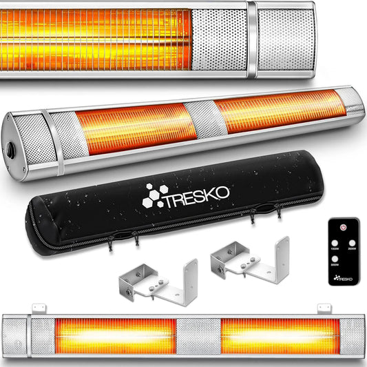 Heizstrahler Leistung 3000W inklusive Fernbedienung TRESKO Infrarot, Terrassenstrahler Innen & Außen