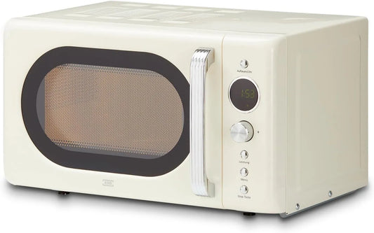 Mikrowelle MW-20R2 60-Minuten-Timer KHG, Fassungsvermögen 20L aus Metall in creme, 8 Automatikprogramme, 6 Mikrowellenleistungen, bis 1.200 Watt