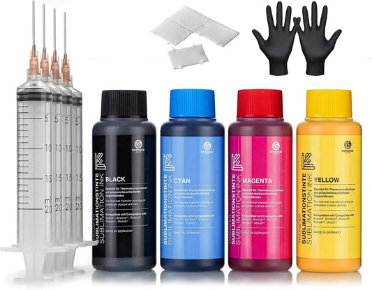 Epson Brother 4X 1 Liter Sublimationstinte für Textildruck, Transferdruck, Sublimation Ink kompatibel für, Roland, Mimaki, Mutoh, CMYK