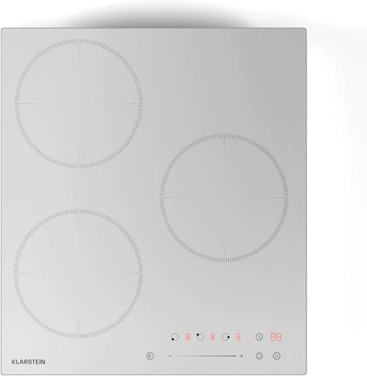 Klarstein Induktionskochfeld, Leistung 6600W mit Boostern, Delicatessa, Timer & Kindersicherung, 3-Zonen Einbau-Induktionskochplatte, Weiß