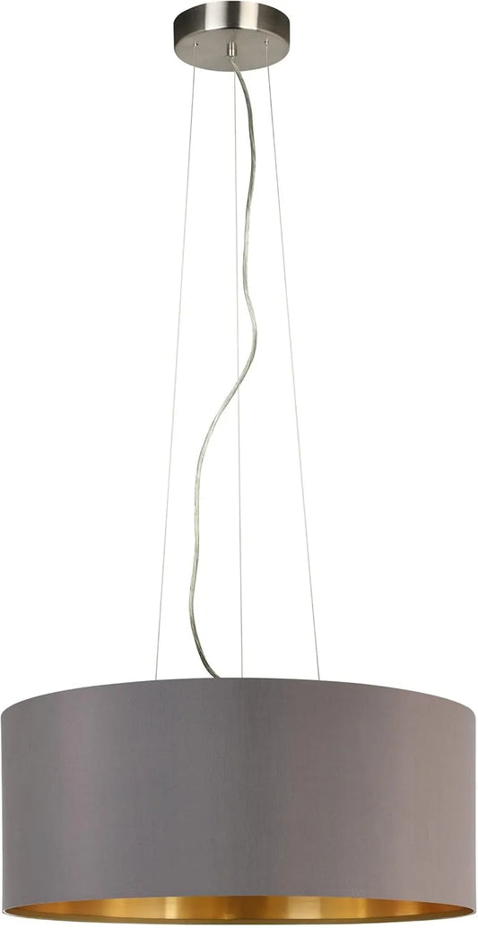 Maserlo Modell E27 EGLO Pendellampe, Ø 53 cm, 3 flammige Textil Pendelleuchte, Fassung