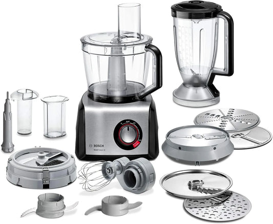 Bosch Küchenmaschine MC812M865, Kompakt MultiTalent 8, 45 Funktionen, XXL-Rührschüssel 3,9 L, Mixer 1,5 L, Leistung 1250 W, Würfelschneider