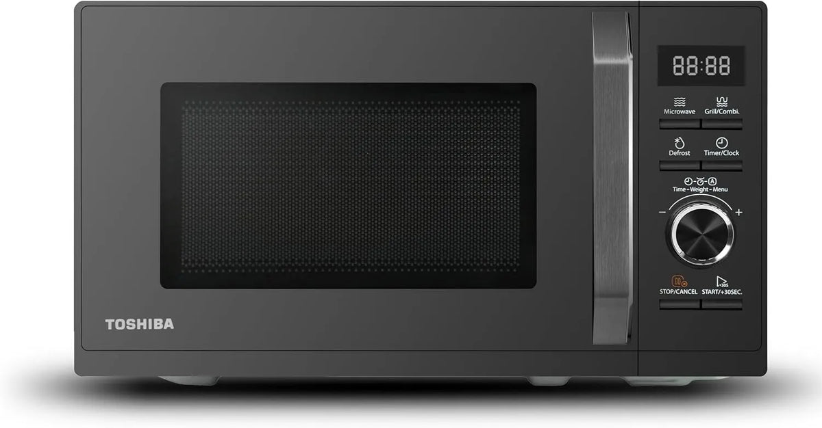 Toshiba Grill MW3-AG20PE, Mikrowellen mit 20L 3-in-1 Mikrowellenherd, Fassungsvermögen 5 Leistungsstufen, 8 Automatikprogrammen, BK, Chef-Abtauung