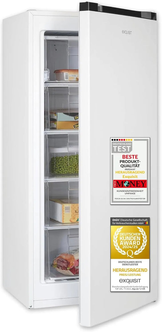 Exquisit Gefrierschrank 4-Sterne-Gefrieren GS5145-050C, Energieklasse C, Fassungsvermögen 145 l Nutzinhalt, 39 dB, manuelle Temperaturregelung, weiss