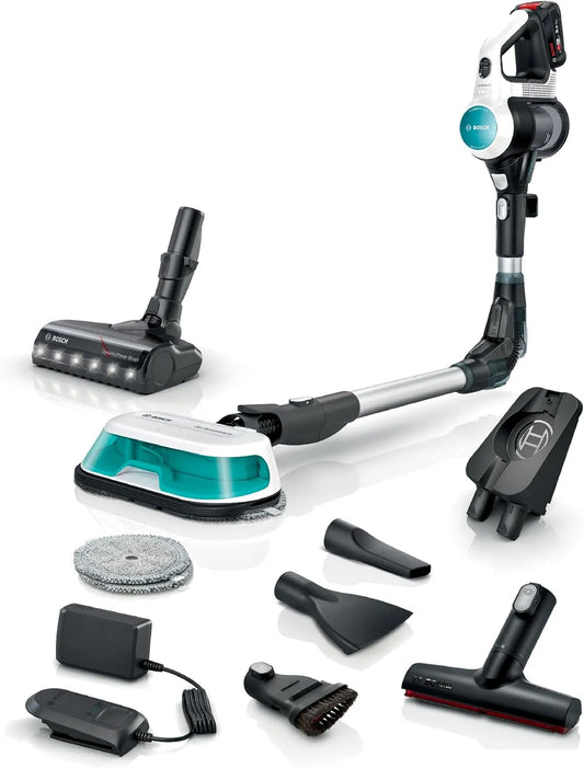 Bosch Akku-Staubsauger BKS71HYG1 2in1, Unlimited 7 ProHygienic Aqua, kabellos, 10 J. Motor, Saugen & Wischen, Knickrohr, HEPA-Filtersystem, weiß