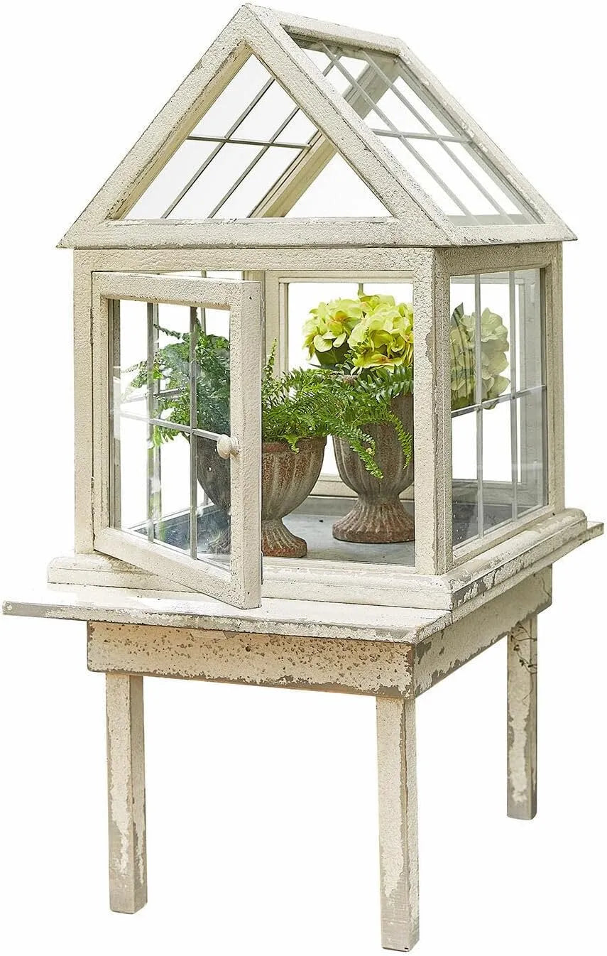 Gewächshaus Loberon, Rebola, für die Zucht und den Schutz von Pflanzen, Vintage-Eleganz, Outdoor, Gartenzubehör, Kiefernholz, Eisen, Acrylglas