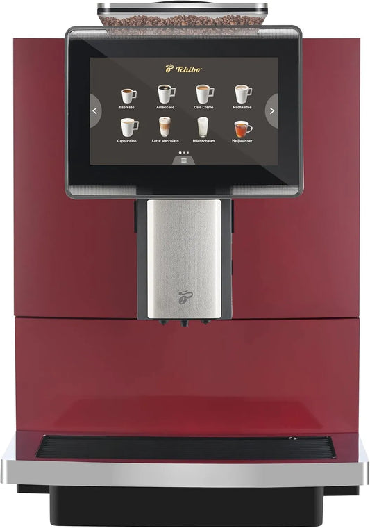 Kaffeevollautomat Tchibo Office, 1500 Watt, mit Wasserfilter, Farb-Touchdisplay, Rot, Fassungsvermögen 2 L Wassertank, 30 Tassen am Tag