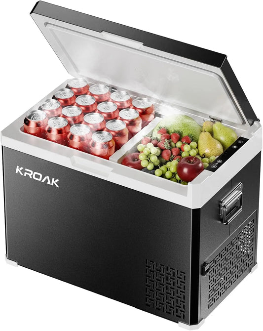Kompressor, Mobiler Camping kühlschrank für Auto, Fassungsvermögen 40L Kühlbox mit Dualzone -20°C bis 20°C, LKW