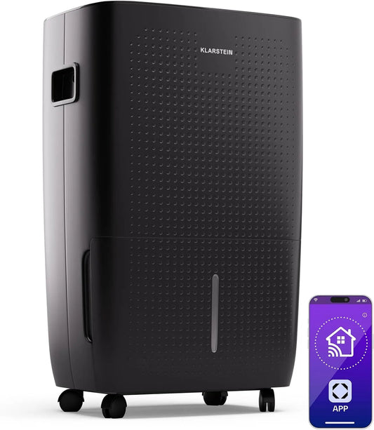 Klarstein Luftentfeuchter 45-65m, DryFy Connect 60L, 60L/24h, Fassungsvermögen 60L, Fassungsvermögen 8L Tank, WiFi App Steuerung, Timer, Tragbar