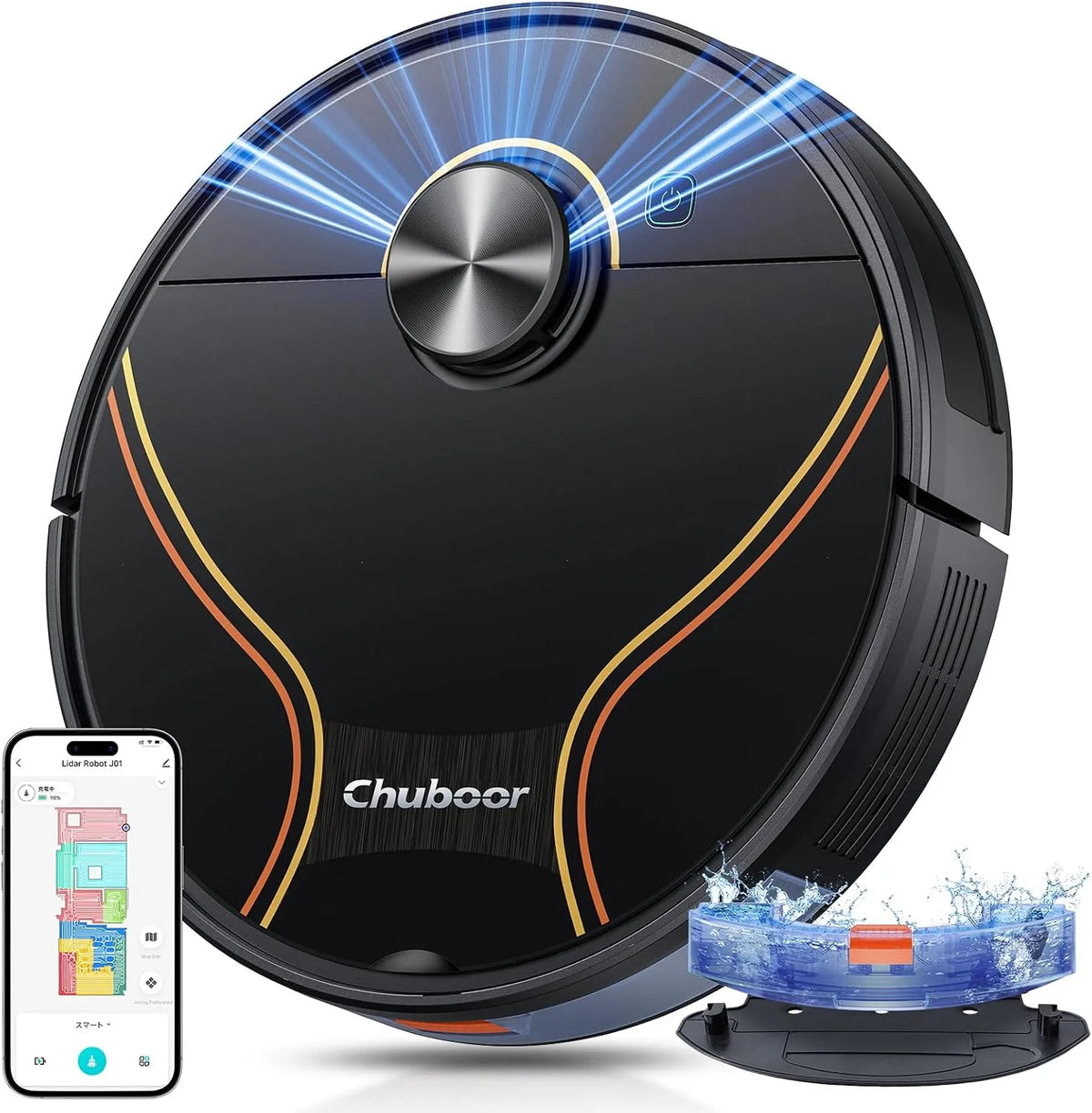 Saugroboter Chuboor, Staubsauger Roboter mit App, mit Wischfunktion 3 in 1 6500Pa Saug und Wischroboter, 150 Min Laufzeit, LiDAR Navigation, WiFi