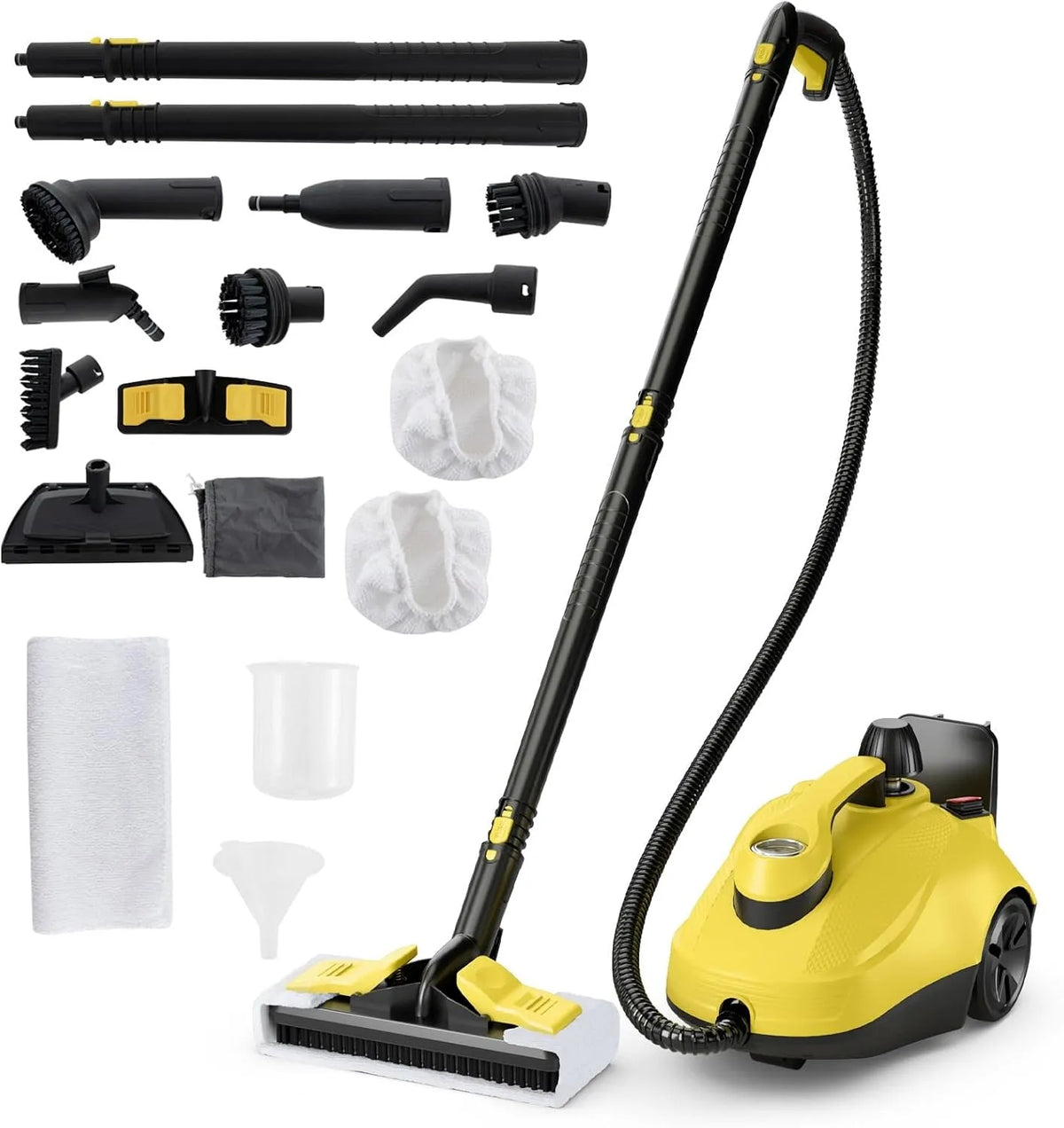 Costway Dampfreiniger, Dampfdruck: 5 bar, Temperatur: bis zu 160℃, Dampfgeräte inklusive. 5m Netzkabel, Leistung 2000W, Tank: 1,8L, Gelb