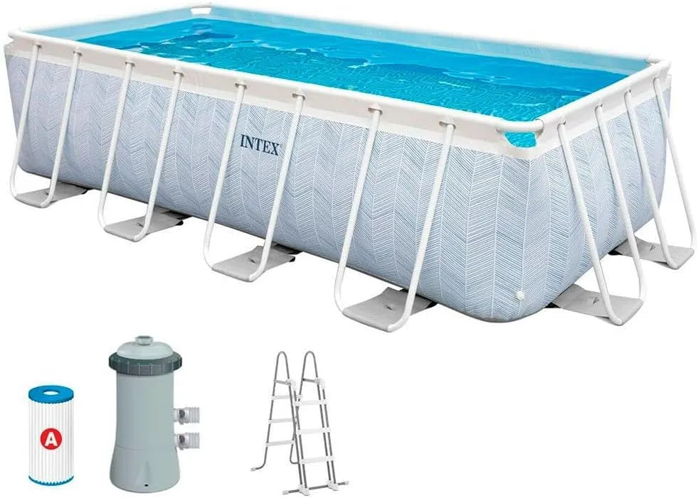 Intex Pool 26780NP, Fassungsvermögen 6836 L, Stahl und PVC, Leiter, Filterpumpe 2006 L/h, Maße 400x200x100 cm, Mehrfarbig
