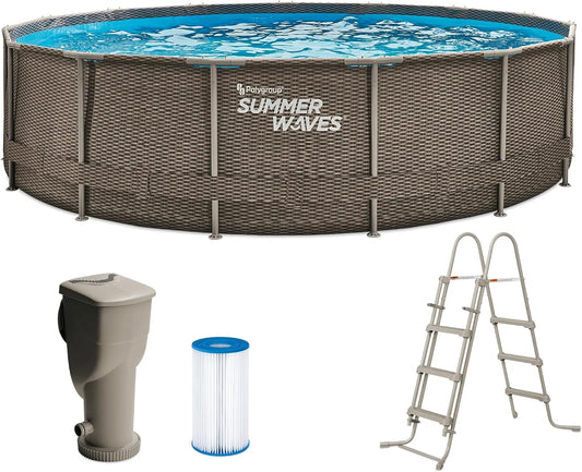 Braun Pool, Summer Waves Rundpool Active Frame Swimmingpool Ø 457 x 106 cm