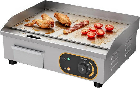 Grill, Temperaturbereich 50-300 ℃, 54cm Profi Gastro Elektrogrill Elektrische Grillplatte Elektro Tischgrill Gastronomie Edelstahl 3000W