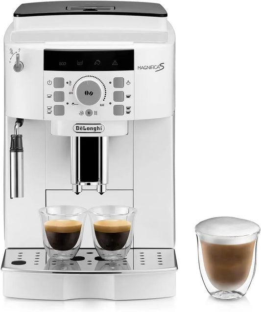 De'Longhi Kaffeemaschine ECAM22.110.W, 2 Espressi Gleichzeitig, Automatische, Bean-to-Cup Espressomaschine, Weiß, 2 Rezepte, Magnifica S