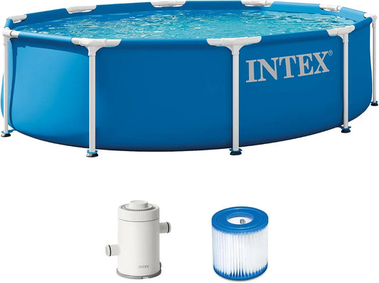 Intex Modell 28201EP 1185, inklusive 330 GPH Kartuschenfilterpumpe, rostbeständig, 3 m x 76 cm Metallrahmen oberirdisches Schwimmbad-Set