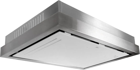 Dunstabzugshaube IS 90 WH, EBM Motor 1000 m³/h, Ionisierung, Fernbedienung, Deckenhaube GCH C 343 PRIME Einbau Umluft 90 cm, Edelstahl Umlufthaube