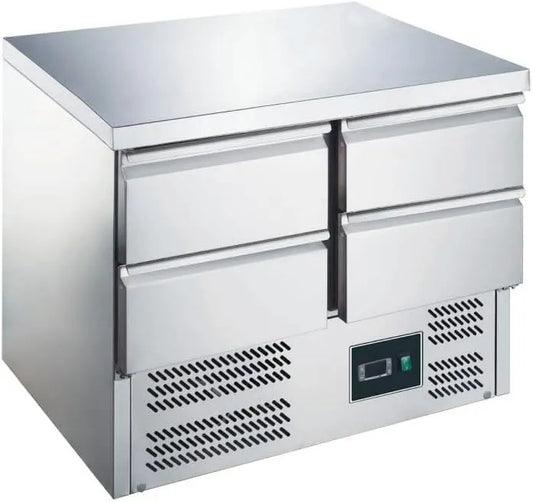 4D ZS 901 ZORRO Kühltisch, 4 Schubladen, Maße 900x700mm, 1/1 GN, Edelstahl, Gastro Kühlmöbel