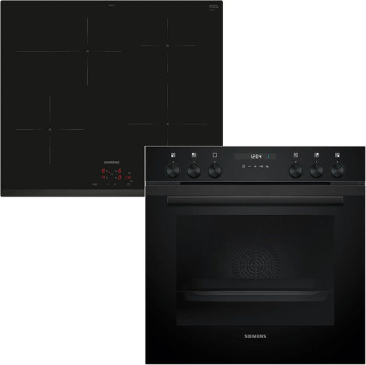 Siemens Kochfeld EQ522IAAB HE217GBB4 EA631GNA1E, 3D Heißluft, hend aus Herd, Clip Auszug & Elektroskochfeld, powerBoost, Maße 60 x 60 cm, Bräterzone