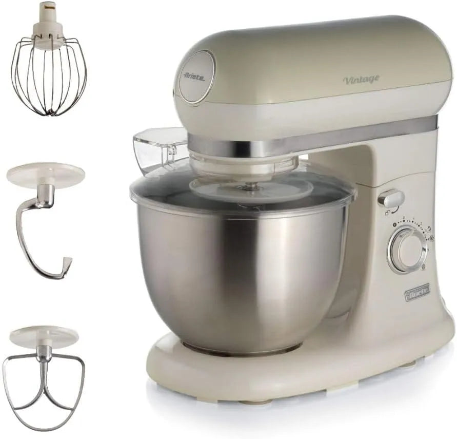 Ariete Vintage Knetmaschine 1588, 5,5 L Fassungsvermögen, 7 Geschwindigkeitsstufen + Pulse-Funktion, Leistung 1200W, 7 Geschwindigkeitsstufen +, Pizza