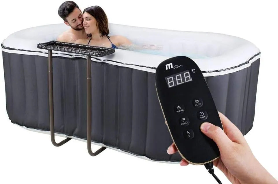 Whirlpool SHATCHI Nest Delight 2 Bathers Bubble Spa tragbares, aufblasbares, schnell heizendes Ovales, Anthrazit