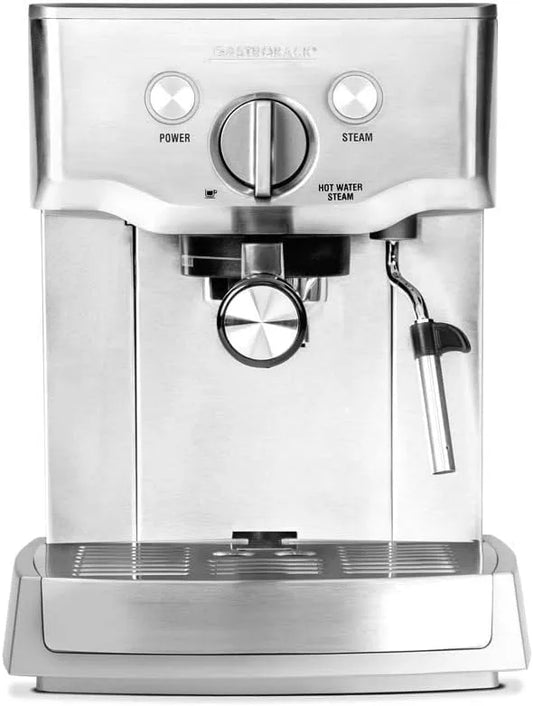 Espressomaschine 42709, Fassungsvermögen 1.5 L, 18/8 Edelstahl, Milchaufschäumdüse, Farbe Grau, 15 bar, Gastroback Design Espresso Pro, mit Siebträger