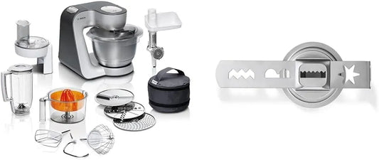 Bosch Küchenmaschine MUM56340 MUZ45SV2 MUM4, Mixer 1,25 L & Spritzgebäckvorsatz, Serie 6, Schüssel 3,9 L, passend Serie 4, Serie 2, zum Backen