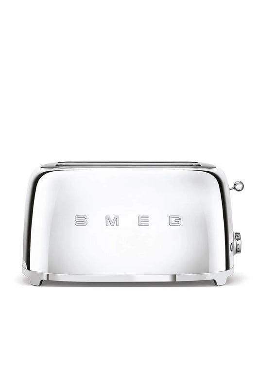 Smeg Toaster TSF02SSEU, 2 Schlitze für 4 Scheiben, Leistung 1500W, Heizfunktion, Chrom, Maße 2x4, 6 Vergoldungsniveaus, Abtau- und Bagel- Funktion