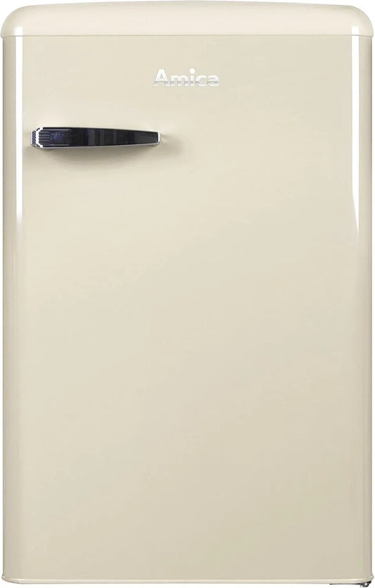Amica Kühlschrank KS 15615 B, Breite 88cm, x 55cm, x 62cm, Retro mit Gefrierfach, Coffee Cream, Beige, Retro-Design