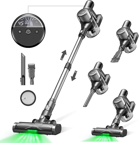 Staubsauger U12 Ultenic Vesla Akku, Tech Green Eye, Verbesserte Anti-Tangle-Bürste, Kabellos mit Automatikmodus