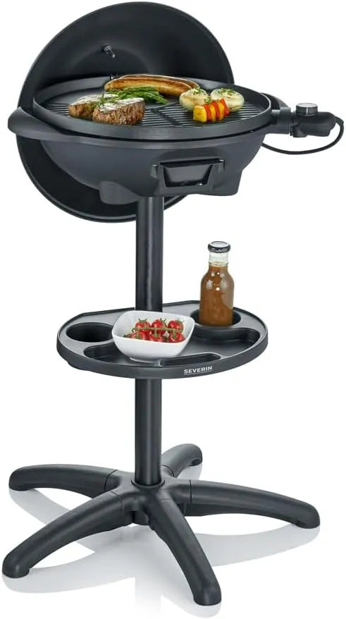 Severin Grill PG 8541, Leistung 2.000W, Standgrill mit Haube, Grillplatte mit keramischer Beschichtung, Grillfläche Ø 41 cm, Barbecue